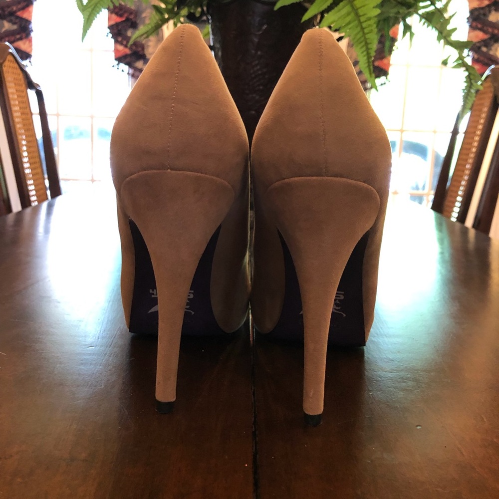 TAN Shiekh Laura Felt 5" Stiletto Heels Size 10M - Picture 6 of 7
